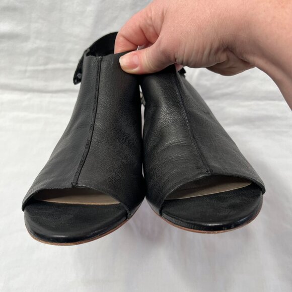 Loeffler Randall Black Leather Peep toe Block Heeled Sandals 9.5 B - Picture 9 of 13